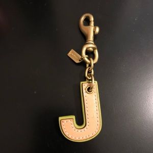 Coach Leather J Keychain Pink Brown